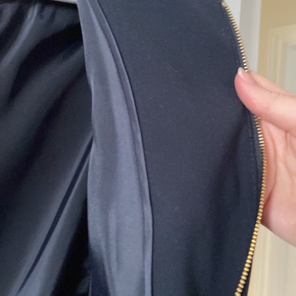Ivanka Trump dark navy blazer gold zippers with satin lining - Picture 6 of 6